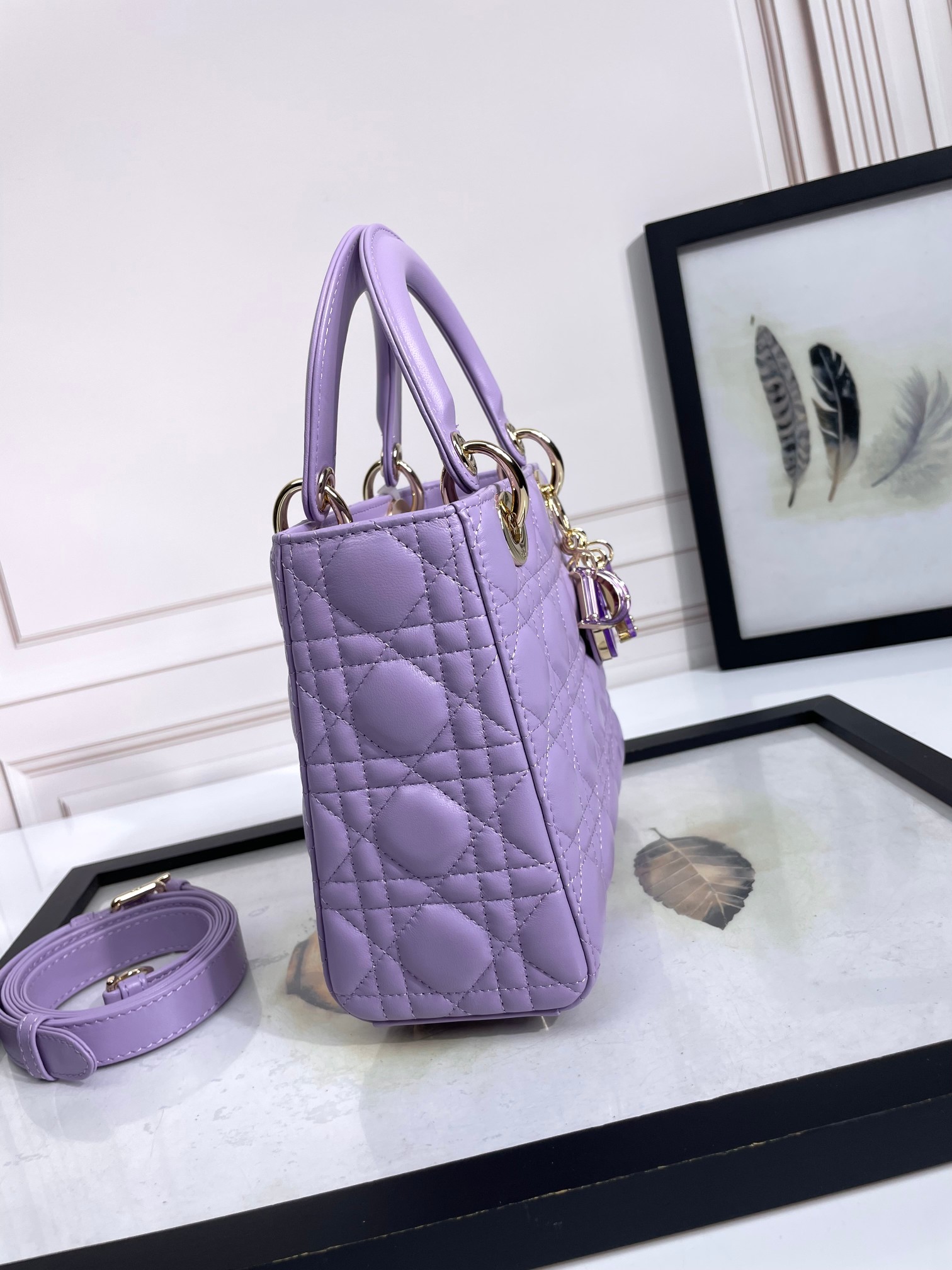 Small Lady Dior My ABCDior Bag Purple Cannage Lambskin